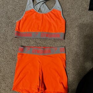Gymshark Bright Orange and Gray Activewear Set